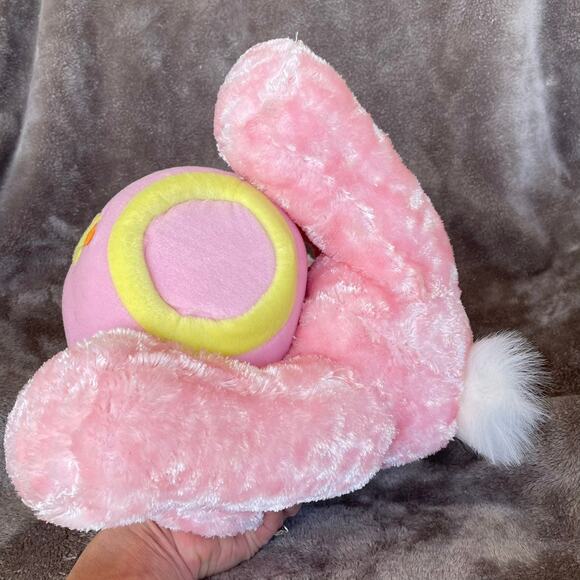 Bunny Rabbit Plush Basket Easter Candy Holder Pink Round Stuffed 10" Toy READ - Picture 9 of 11